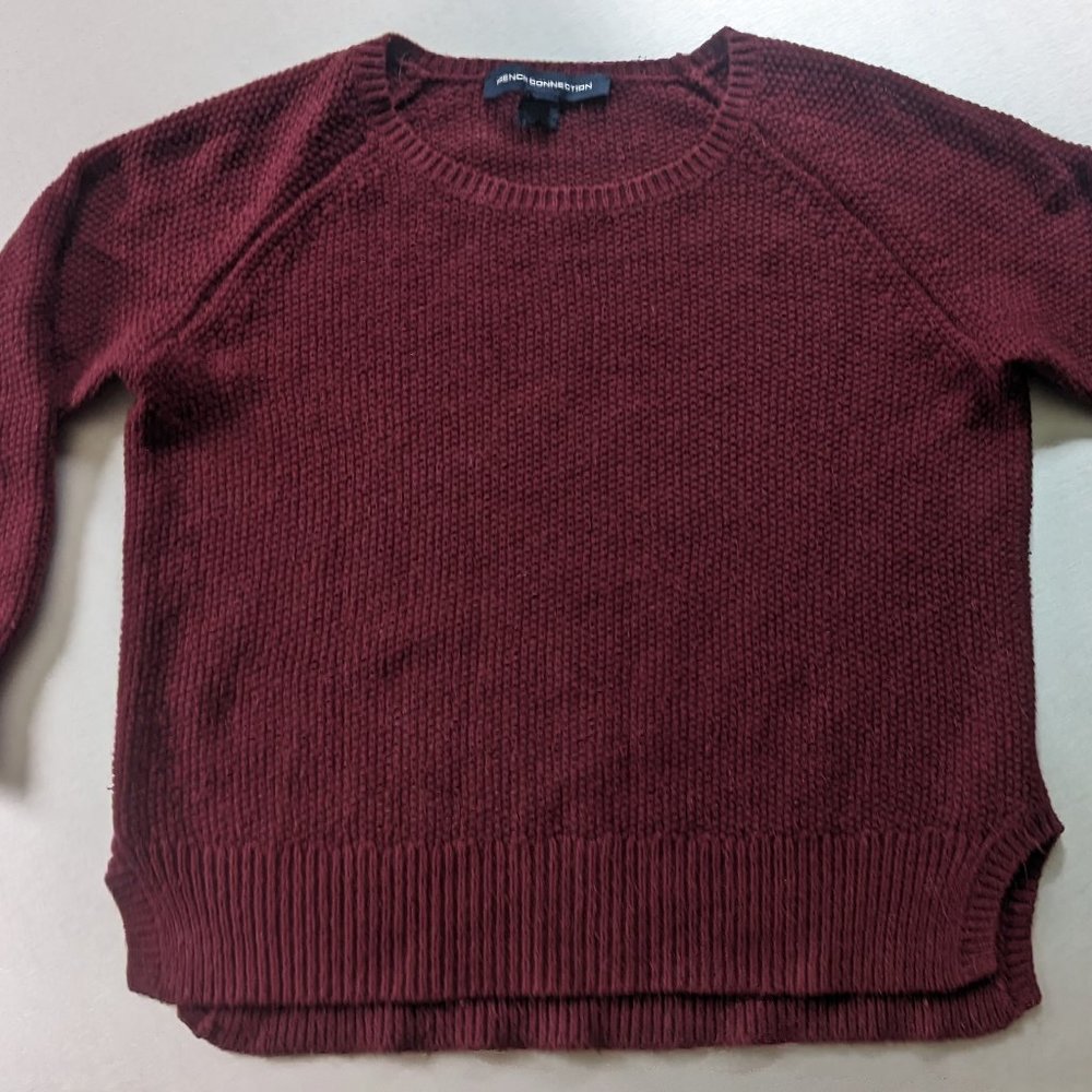 French Connection 3/4 sleeve burgundy jumper fall sweater (size S)